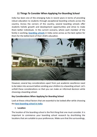 11 Things To Consider When Applying For Boarding School
