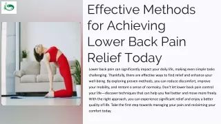 Effective Methods for Achieving Lower Back Pain Relief Today