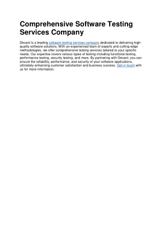 Comprehensive Software Testing Services Company