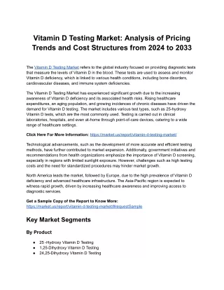 Vitamin D Testing Market: The Influence of Research and Clinical Studies on Mark
