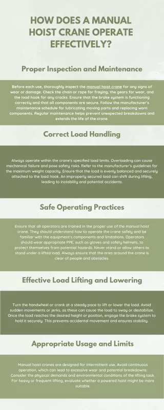 How Does a Manual Hoist Crane Operate Effectively