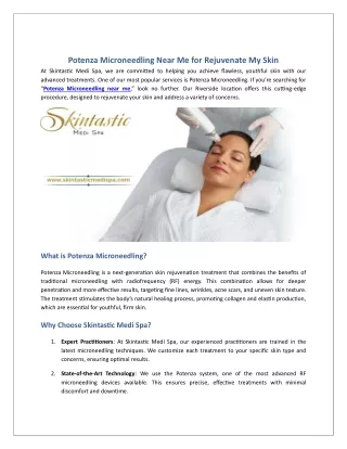 Potenza Microneedling Near Me for Rejuvenate My Skin