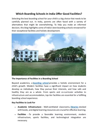 Which Boarding Schools In India Offer Good Facilities