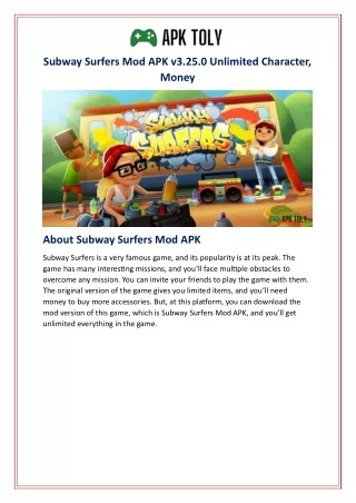 Subway Surfers Mod APK v3.25.0 Unlimited Character, Money