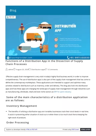 Detailed Overview of Distribution App Capabilities