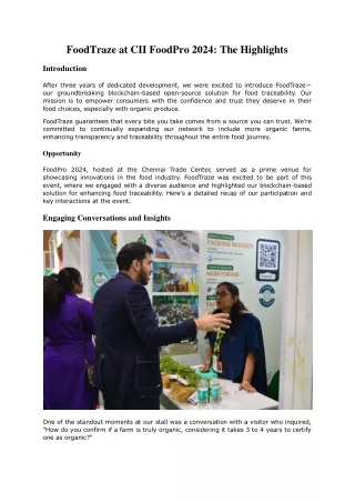 FoodTraze at CII FoodPro 2024: Highlights &amp; Innovations