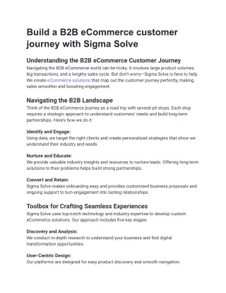 Build a B2B eCommerce customer journey with Sigma Solve (2)