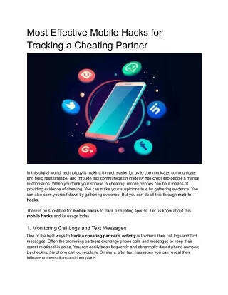 Most Effective Mobile Hacks for Tracking a Cheating Partner