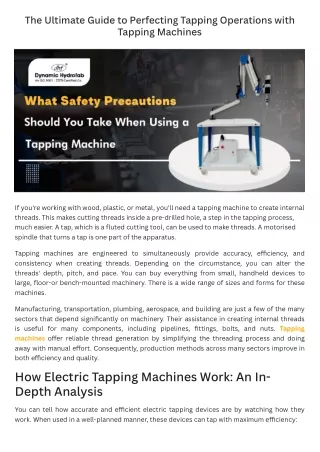 High-Performance Tapping Machines for Your Business