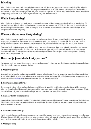 Kinky Dating: Vind Jouw Ideale Kinky Partner