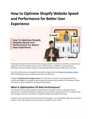 How to Optimize Shopify Website Speed and Performance for Better User Experience