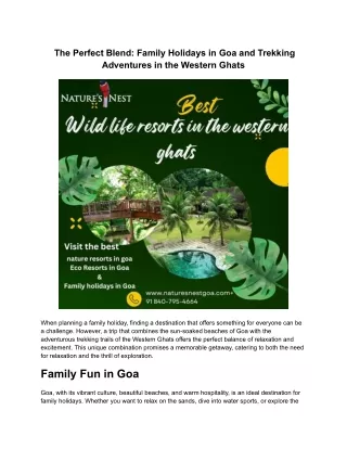 The Perfect Blend_ Family Holidays in Goa and Trekking Adventures in the Western Ghats