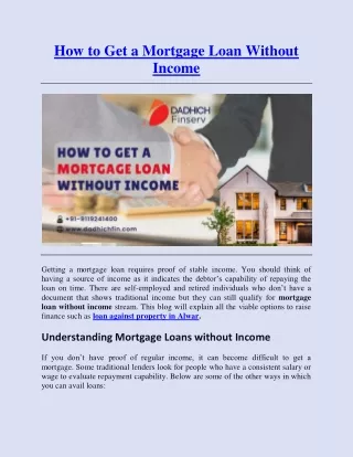 How to get mortgage loan without income