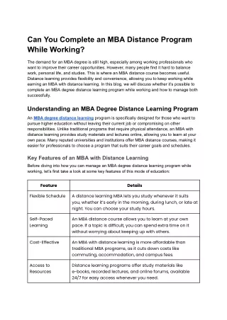 Can You Complete an MBA Distance Program While Working