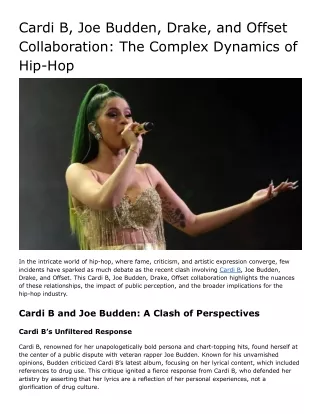 Cardi B, Joe Budden, Drake, and Offset Collaboration_ The Complex Dynamics of Hip-Hop
