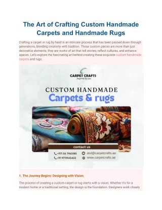 The Art of Crafting Custom Handmade Carpets and Handmade Rugs