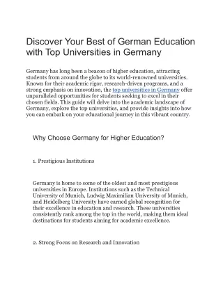 top universities in Germany