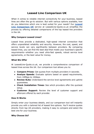 Leased Line Comparison UK