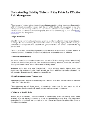 Understanding Liability Waivers 5 Key Points for Effective Risk Management