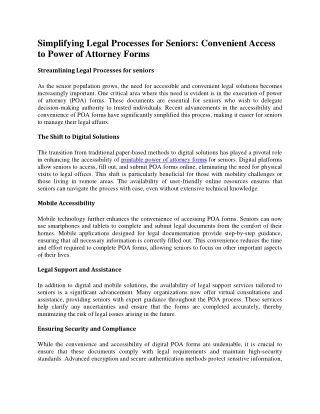 Simplifying Legal Processes for Seniors Convenient Access to Power of Attorney Forms