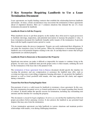 3 Key Scenarios Requiring Landlords to Use a Lease Termination Document