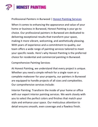 Professional Painters in Burwood