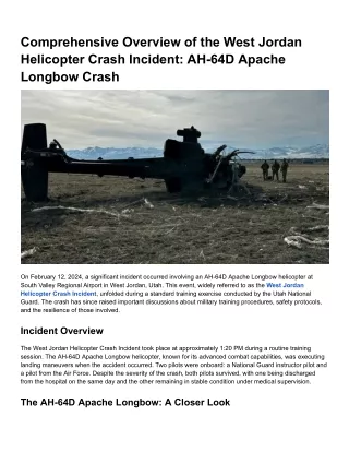 Comprehensive Overview of the West Jordan Helicopter Crash Incident_ AH-64D Apache Longbow Crash