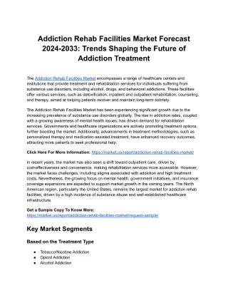 Addiction Rehab Facilities Market Trends: Key Growth Areas and Industry Predicti