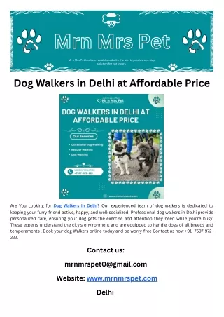 Dog Walkers in Delhi at Affordable Price