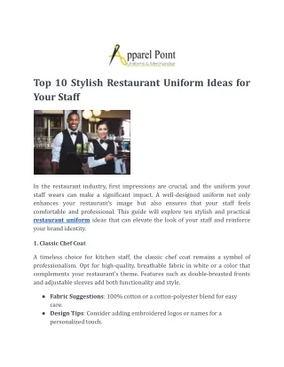 Top 10 Stylish Restaurant Uniform Ideas for Your Staff