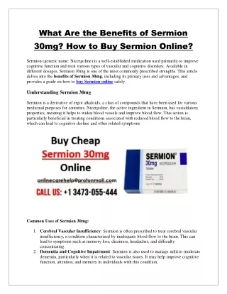 What Are the Benefits of Sermion 30mg and How to Buy Sermion Online