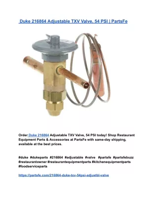 Duke 216864 Adjustable TXV Valve, 54 PSI _ PartsFe