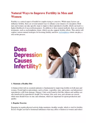 Natural Ways to Improve Fertility in Men and Women.