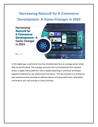 Harnessing ReactJS for E-Commerce Development_ A Game-Changer in 2024