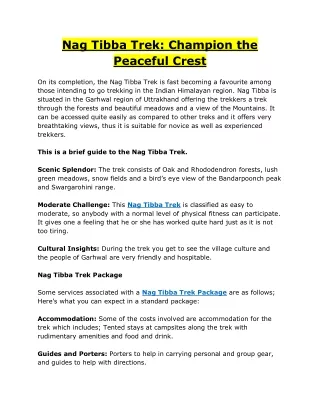 Nag Tibba Trek Champion the Peaceful Crest