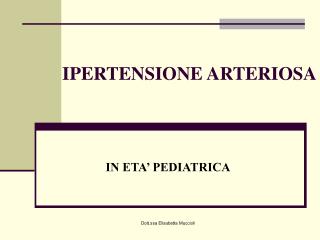 IPERTENSIONE ARTERIOSA