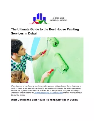 The Ultimate Guide to the Best House Painting Services in Dubai