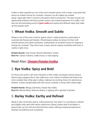 Exploring the World of Grain Vodka_ A Guide to Different Types