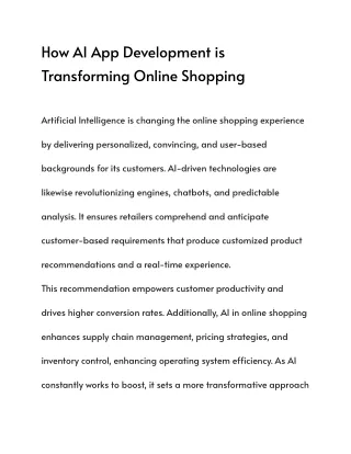 How AI App Development is Transforming Online Shopping