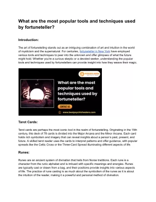 What are the most popular tools and techniques used by fortuneteller?