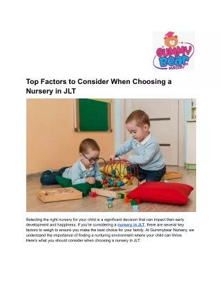 Top Factors to Consider When Choosing a Nursery in JLT