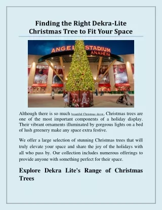 Finding the Right Dekra-Lite Christmas Tree to Fit Your Space