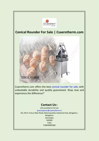 Conical Rounder For Sale  Csaerotherm.com