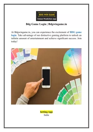 Bdg Game Login | Bdgwingame.in