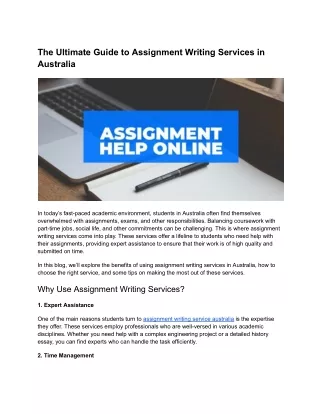 Assignment Writing Service Australia