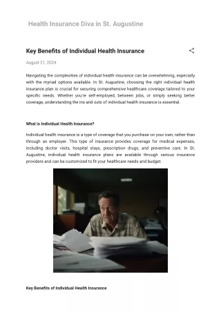 Key Benefits of Individual Health Insurance