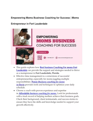 Empowering Moms Business Coaching for Success