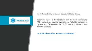 Rtl Verification Training Institutes In Hyderabad  Takshila-vlsi.com