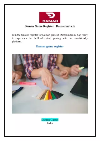 Daman Game Register | Damanindia.in