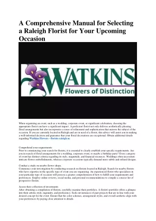 Watkins Flowers - flower delivery raleigh nc